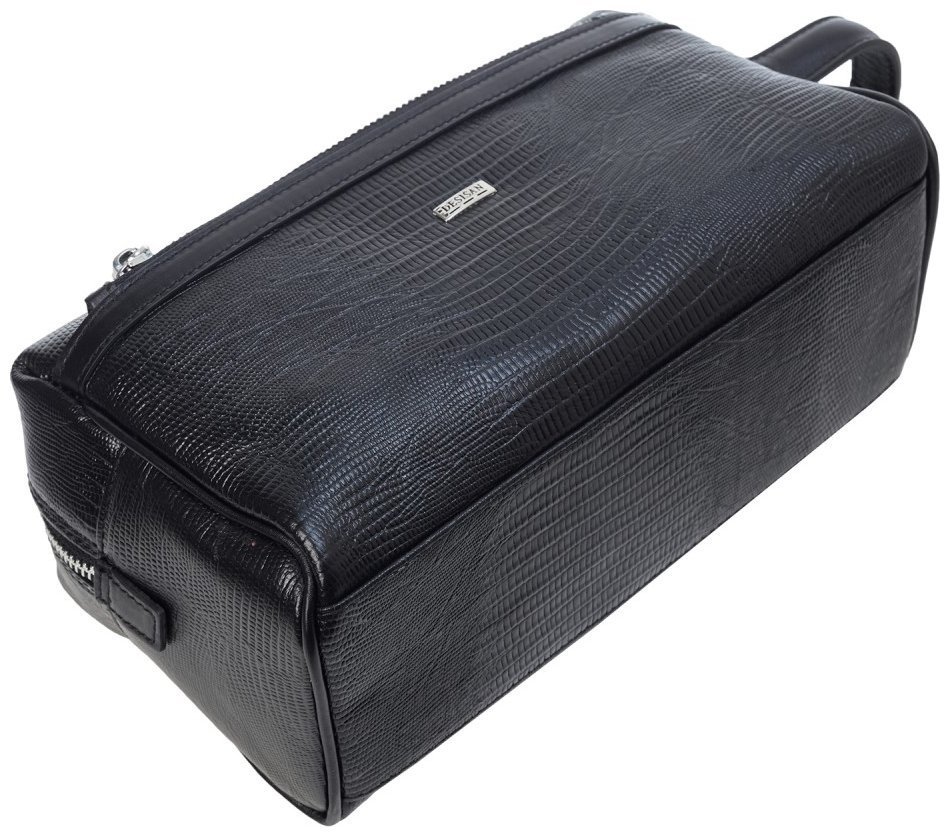 Мужской кожаный несессер с лазерной текстурой черного цвета Desisan 107342 modnotak фото №5