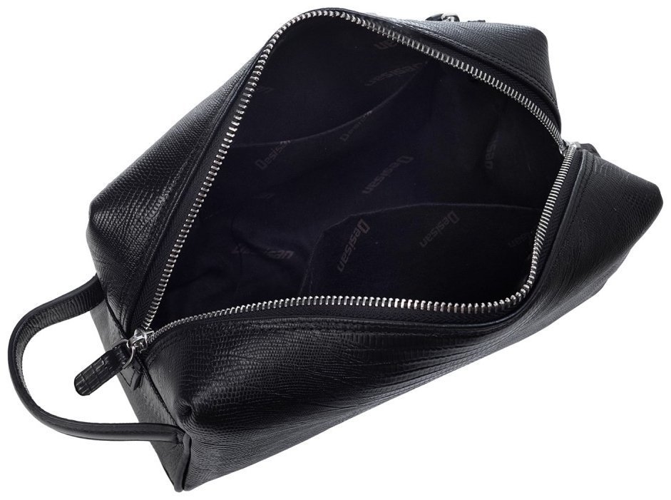 Мужской кожаный несессер с лазерной текстурой черного цвета Desisan 107342 modnotak фото №6