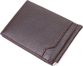 Коричневый зажим для купюр из натуральной кожи флотар с монетницей KARYA (2421344)