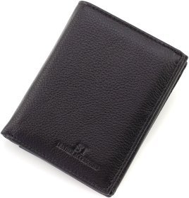 Шкіряне чоловіче портмоне чорного кольору під документи ST Leather 1767442