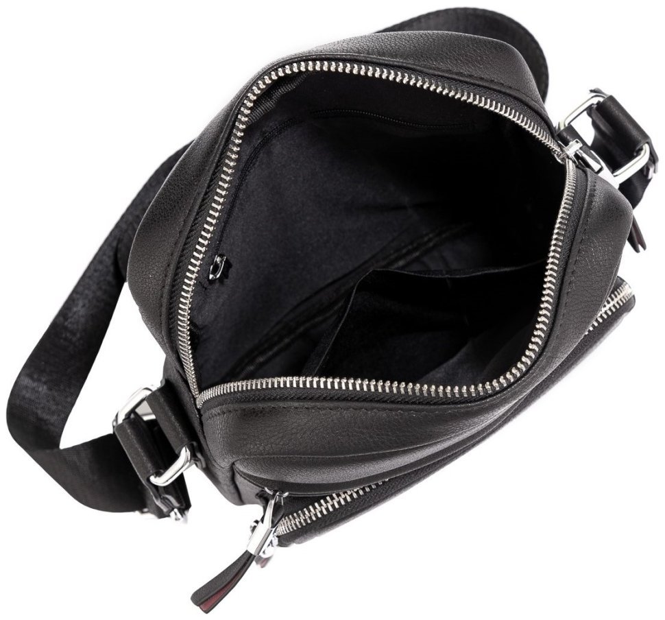 Мужская сумка-планшет из натуральной кожи черного цвета на змейке Tiding Bag 77542 modnotak фото №8