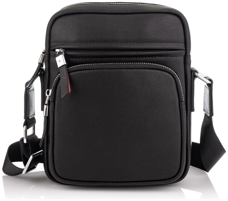 Мужская сумка-планшет из натуральной кожи черного цвета на змейке Tiding Bag 77542 modnotak фото №10