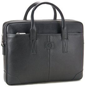 Чоловіча шкіряна сумка-портфель чорного кольору з ручками Tom Stone 77742