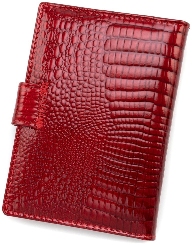 Женская кожаная лаковая обложка для паспорта и карточек ST Leather 97742 красного цвета modnotak фото №3