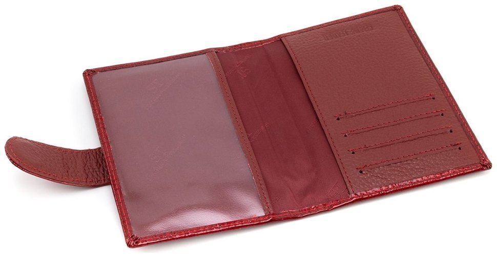 Женская кожаная лаковая обложка для паспорта и карточек ST Leather 97742 красного цвета modnotak фото №4