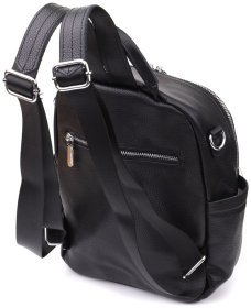 Городской женский рюкзак из натуральной фактурной кожи черного цвета Vintage 97842