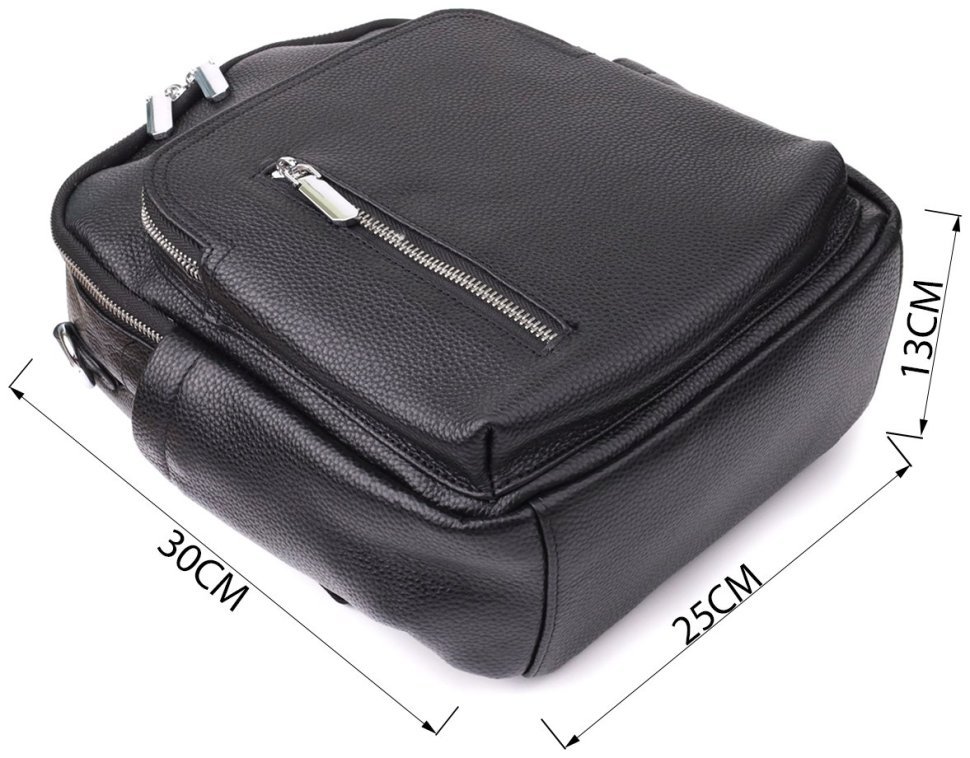 Городской женский рюкзак из натуральной фактурной кожи черного цвета Vintage 97842 modnotak фото №3