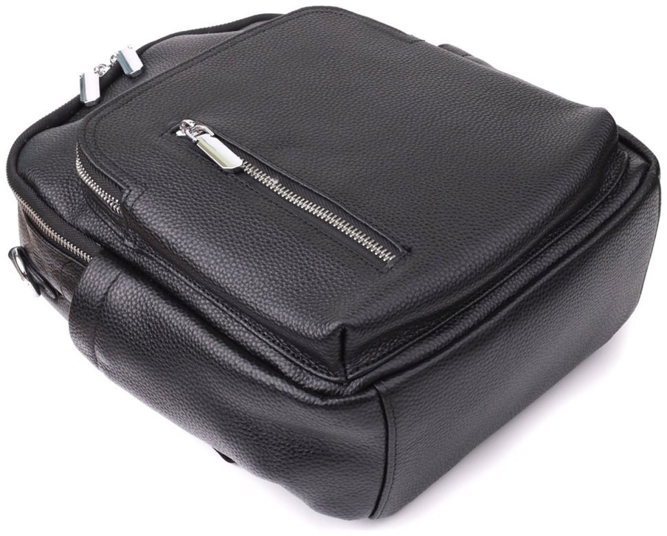 Городской женский рюкзак из натуральной фактурной кожи черного цвета Vintage 97842 modnotak фото №5