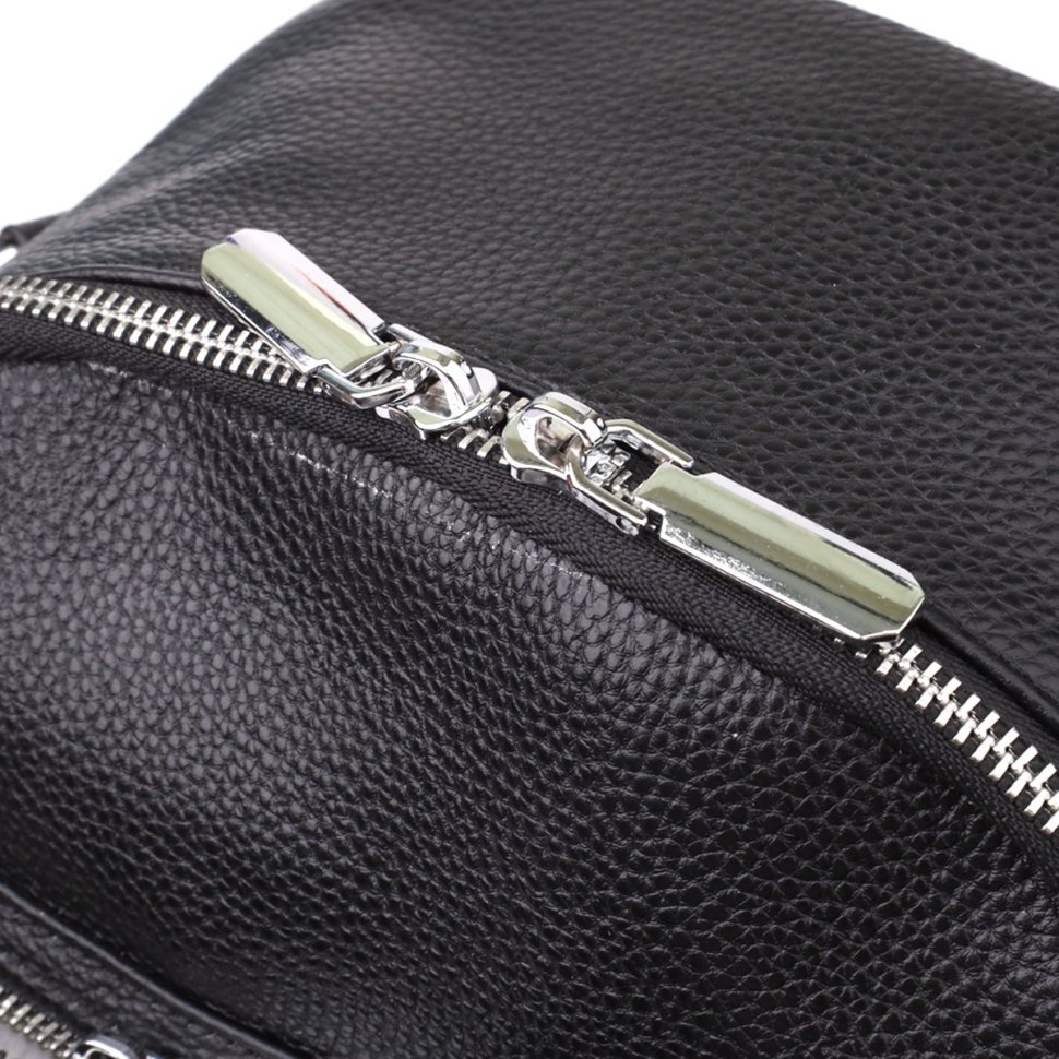 Городской женский рюкзак из натуральной фактурной кожи черного цвета Vintage 97842 modnotak фото №6