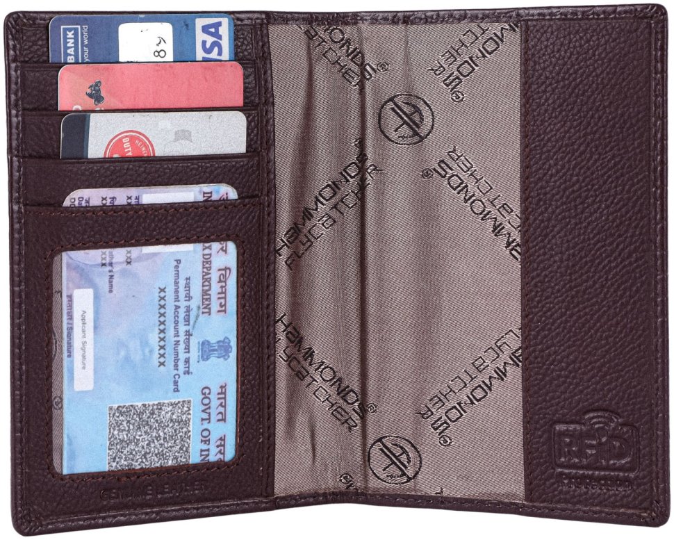 Кожаная обложка для паспорта с фактурой под крокодила Hammonds Flycatcher PH602 коричневая 108042 modnotak фото №2