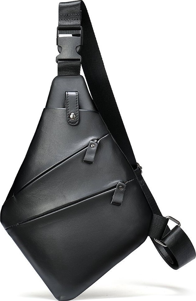 Чорна практична сумка через плече з натуральної шкіри Vintage (14997)