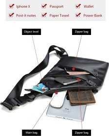 Черная практичная сумка через плечо из натуральной кожи Vintage (14997)