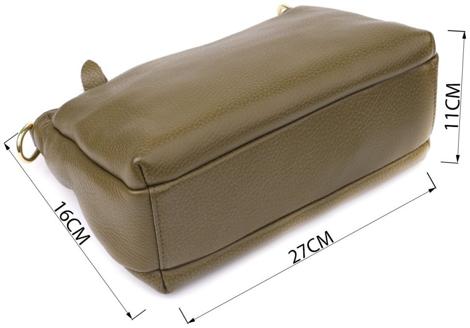 Міська жіноча сумка крос-боді з фактурної шкіри оливкового кольору Vintage 98142 modnotak фото №3