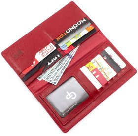 Жіночий купюрник червоного кольору ручної роботи Grande Pelle (13043)