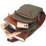 Мужская сумка-рюкзак среднего размера из текстиля оливкового цвета Vintage 2422145 - 6