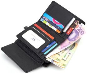 Черный женский кошелек среднего размера из натуральной кожи ST Leather 108542