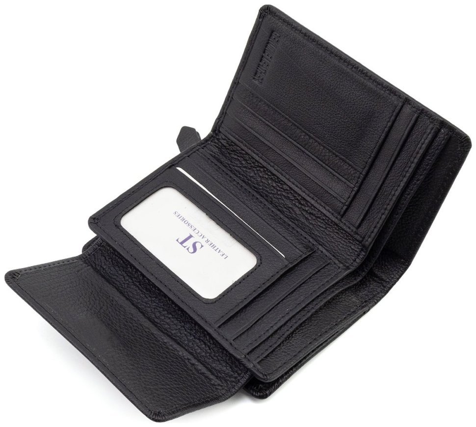 Черный женский кошелек среднего размера из натуральной кожи ST Leather 108542 modnotak фото №6
