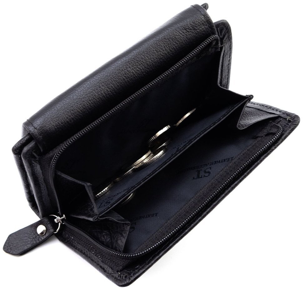 Черный женский кошелек среднего размера из натуральной кожи ST Leather 108542 modnotak фото №8