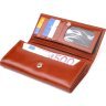 Коричневий жіночий гаманець із натуральної шкіри із клапаном на кнопці CANPELLINI (2421532) - 3
