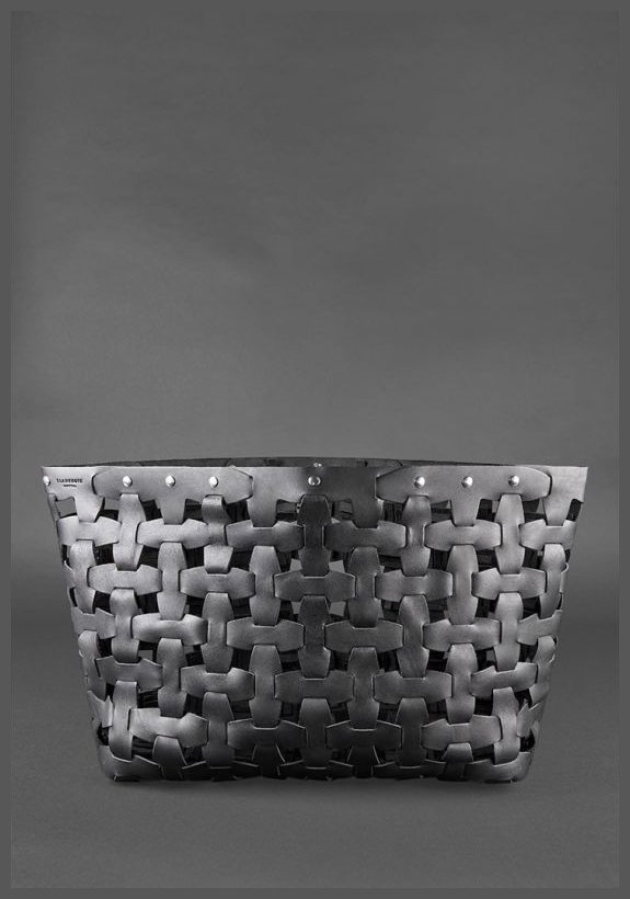 Плетеная женская сумка большого размера из черной кожи BlankNote Пазл Xl 78742