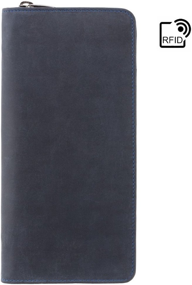 Винтажный дорожный кошелек из натуральной кожи синего цвета Visconti Wing 69042