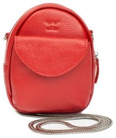 Шкіряна жіноча міні-сумка червоного кольору на ланцюжку BlankNote Kroha 79042