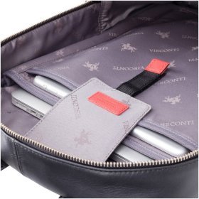 Черный кожаный рюкзак с отсеком для ноутбука Visconti Tank 69142