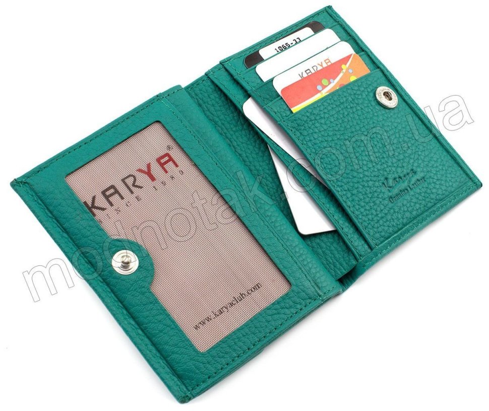 Маленький жіночий гаманець красивого зеленого кольору KARYA (1065-33)