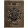 Темно-коричнева патріотична обкладинка для паспорта з вінтажної шкіри з гербом України - BlankNote (50243)