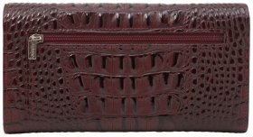 Бордовый женский кошелек из натуральной кожи под крокодила с клапаном на магнитах Desisan 80343