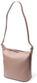Кожаная женская сумка бежевого цвета с одной лямкой на плечо Vintage 2422306