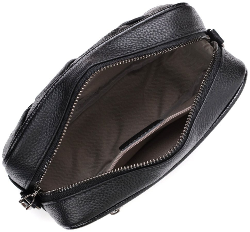 Женская сумка-кроссбоди из натуральной кожи черного цвета под плетенку Vintage 2422406