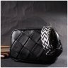 Женская сумка-кроссбоди из натуральной кожи черного цвета под плетенку Vintage 2422406 - 7