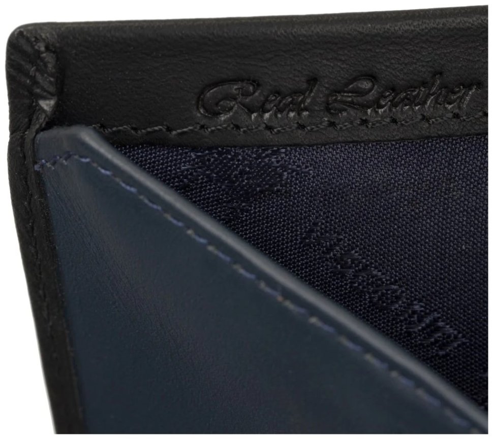 Тонке чорно-синє чоловіче портмоне з натуральної шкіри без монетниці Visconti Clipper 70743