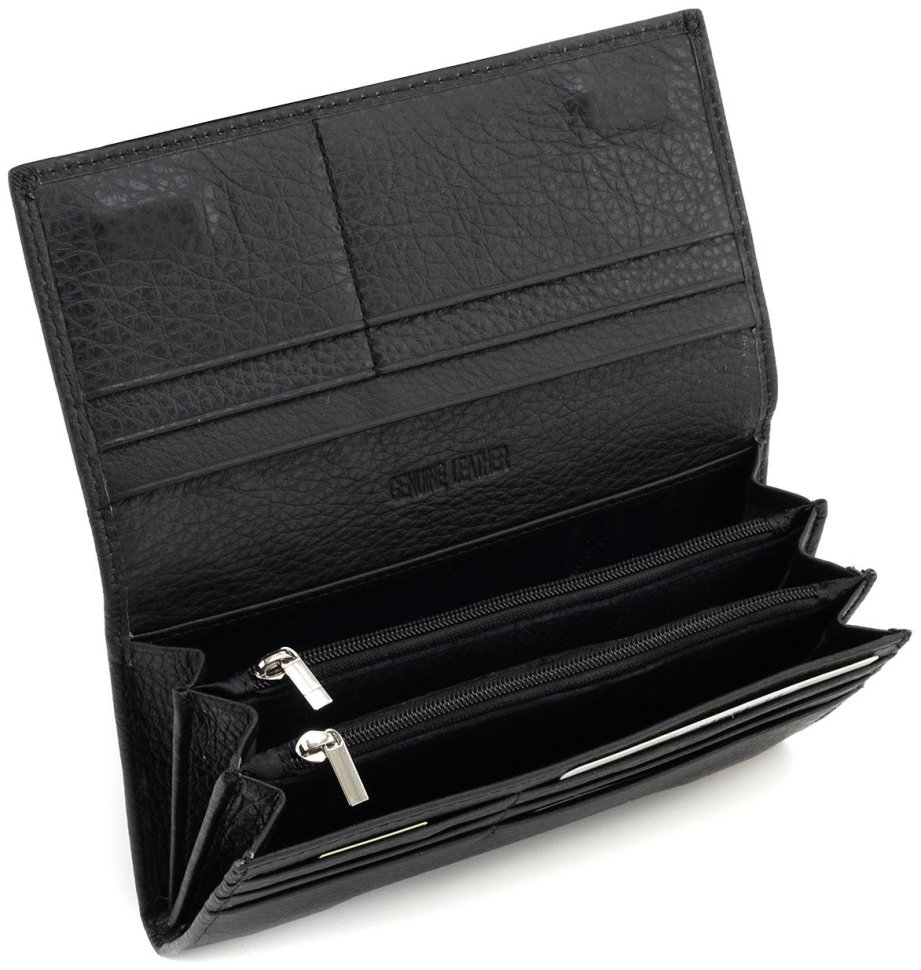 Женский кожаный кошелек черного цвета с магнитной застежкой ST Leather 90843 modnotak фото №7