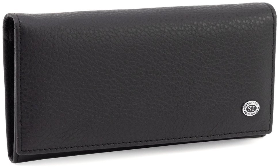 Женский кожаный кошелек черного цвета с магнитной застежкой ST Leather 90843 modnotak фото №1