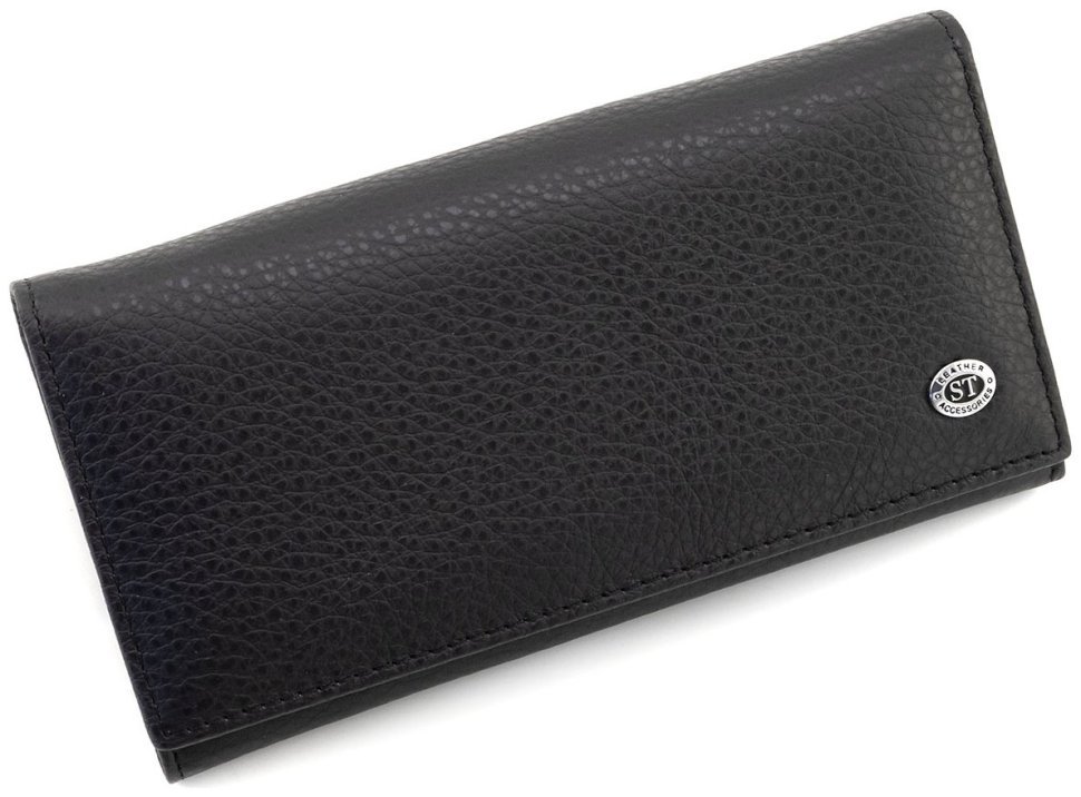 Женский кожаный кошелек черного цвета с магнитной застежкой ST Leather 90843 modnotak фото №3