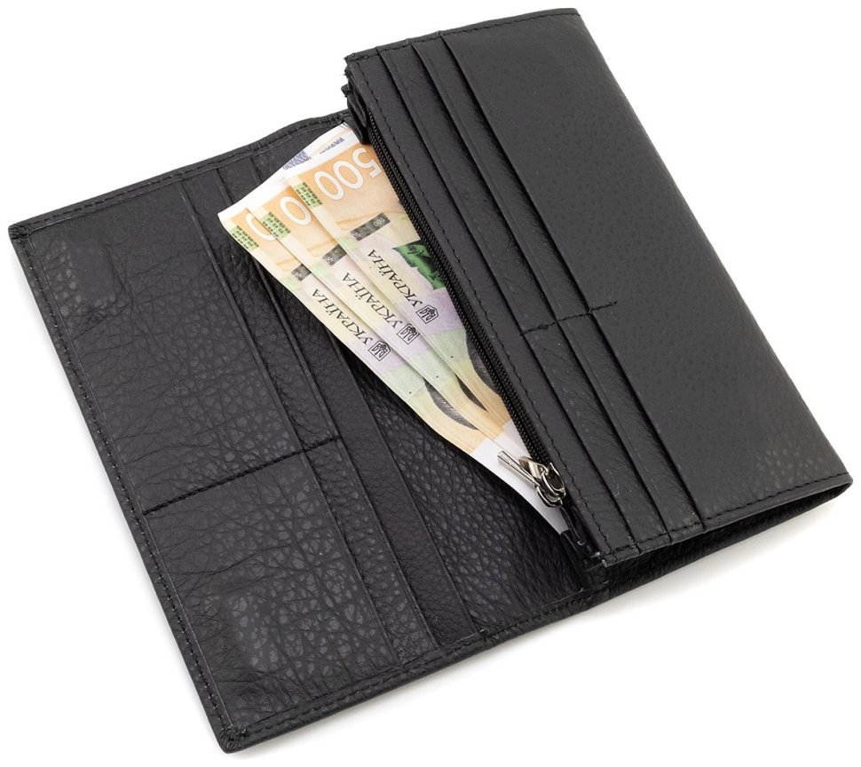 Женский кожаный кошелек черного цвета с магнитной застежкой ST Leather 90843 modnotak фото №9