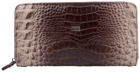 Бежево-коричневий жіночий гаманець із натуральної шкіри під крокодила Desisan 81443