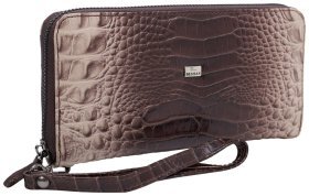 Бежево-коричневий жіночий гаманець із натуральної шкіри під крокодила Desisan 81443
