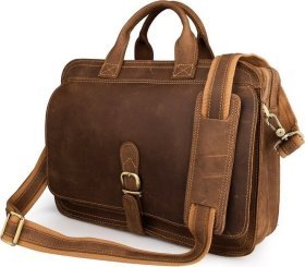 Стильна чоловіча сумка портфель з вінтажній коричневої шкіри VINTAGE STYLE (14081)
