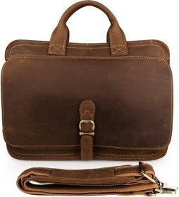 Стильна чоловіча сумка портфель з вінтажній коричневої шкіри VINTAGE STYLE (14081)