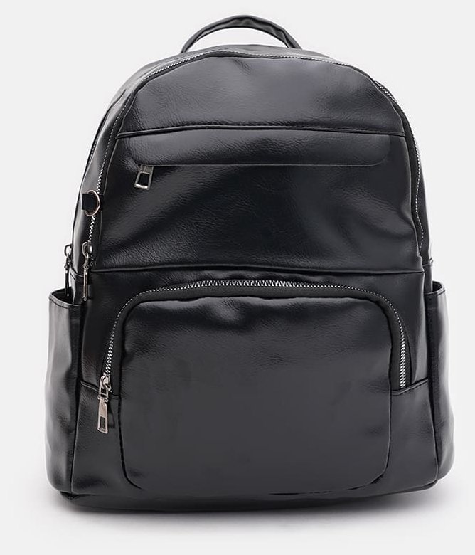 Женский рюкзак среднего размера из черной экокожи Monsen 71843
