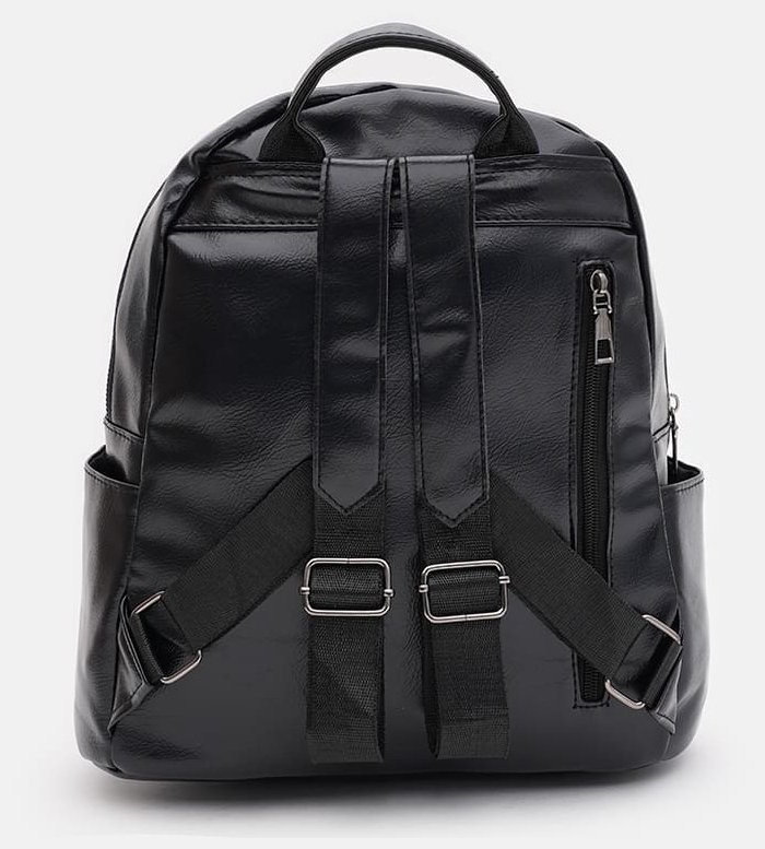 Жіночий рюкзак середнього розміру із чорної екошкіри Monsen 71843