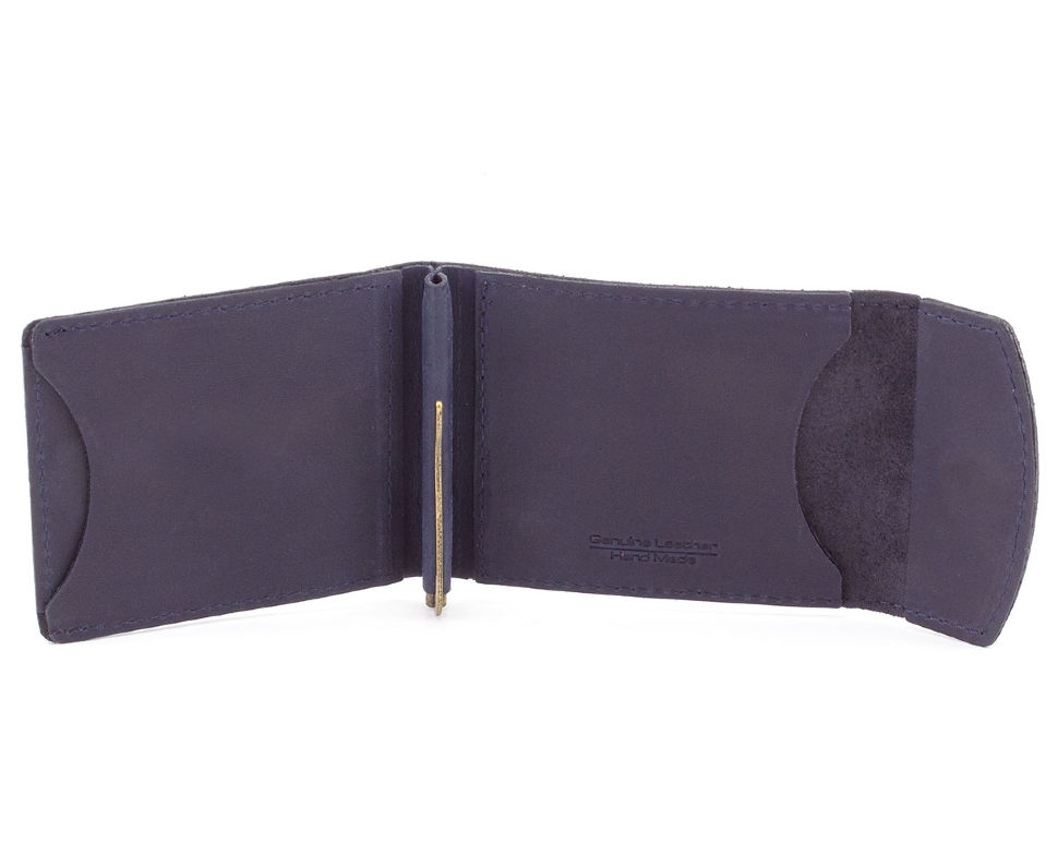Темно-синій затиск для купюр з матової шкіри ST Leather (16848)