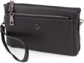 Чоловіча шкіряна сумка-клатч горизонтального типу в чорному кольорі HT Leather (10505)