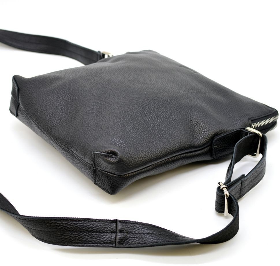 Мужская тонкая сумка-планшет из натуральной кожи флотар черного окраса TARWA (19944)