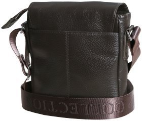 Мужская сумка планшет с клапаном на магните и текстильным плечевым ремнем Vip Collection 102343 коричневого цвета