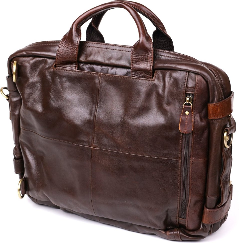 Прочная кожаная сумка – трансформер коричневого цвета Vintage (14844)