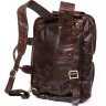 Прочная кожаная сумка – трансформер коричневого цвета Vintage (14844) - 6